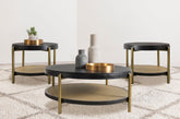 Best Furniture Outlet - Coaster - Arini 3-piece Round Coffee and End Table Set Black - 706198-S3